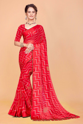 Nandita Printed Bollywood Satin Saree(Red)