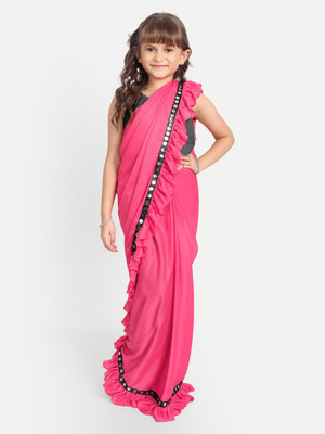 Cozee Shopping Embellished Bollywood Lycra Blend Saree(Pink)