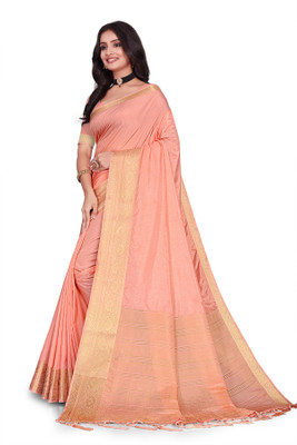 Aarunika SBT Solid/Plain Bollywood Pure Silk Saree(Cream)