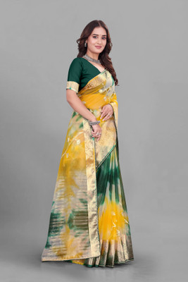 Aarunika SBT Solid/Plain Bollywood Organza Saree(Green)