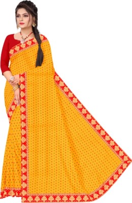 Atharv Trendz Printed Bollywood Georgette Saree(Yellow)