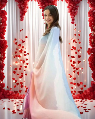 Jayu Dyed Bollywood Georgette Saree(Multicolor)