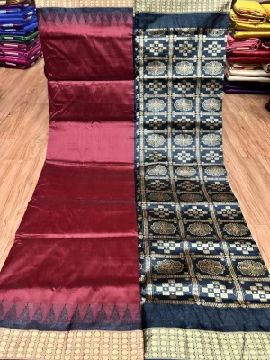 LYANNA Temple Border, Woven Sambalpuri Handloom Silk Blend Saree(Maroon)