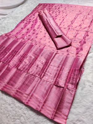 Skiran's Woven Mekhela Chador Polyester Saree(Pink)