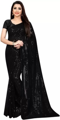 Dharmik Fashion Studio Embroidered Bollywood Georgette Saree(Black)
