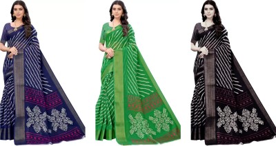 RUNAYA NX Printed Daily Wear Cotton Silk Saree(Pack of 3, Multicolor)