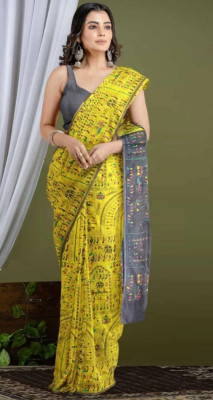Sandhyatara Printed Handloom Cotton Silk Saree(Multicolor)