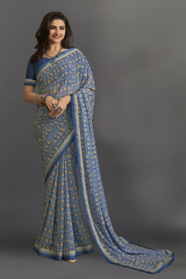 V And V Shop Printed Daily Wear Georgette Saree(Multicolor)