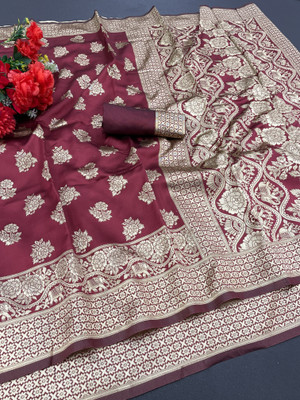 sorathiya enterprise Woven Banarasi Silk Blend Saree(Multicolor)