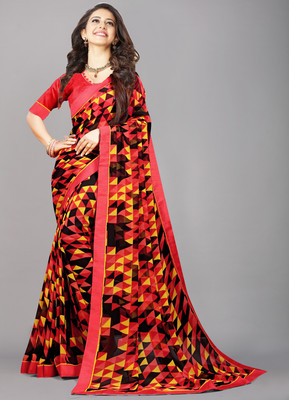LIMTD Printed Bollywood Georgette, Chiffon Saree(Multicolor)