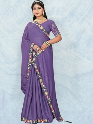 Shree Ambey Self Design Bollywood Georgette Saree(Purple)