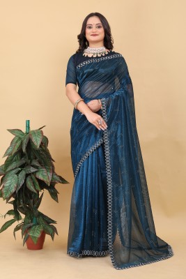 jnnatfashion Embroidered Bollywood Georgette Saree(Blue)