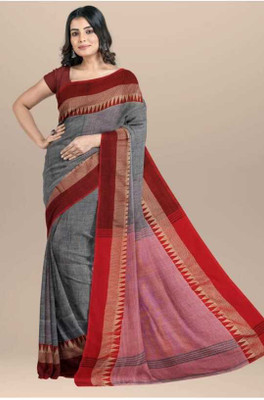 Pal Handloom Self Design Handloom Cotton Blend Saree(Red)