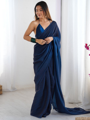 Sareemall Self Design Bollywood Satin Saree(Dark Blue)