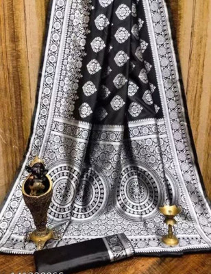 SATVASHIV Self Design Kanjivaram Jacquard Saree(Black)