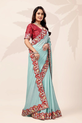 AVIRAT DESIGNER STUDIO Printed Kanjivaram Georgette Saree(Light Blue)