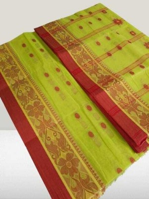 Kanika Fashion Self Design Tant Pure Cotton Saree(Light Green)