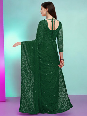 NEXA Self Design Bollywood Net Saree(Green)