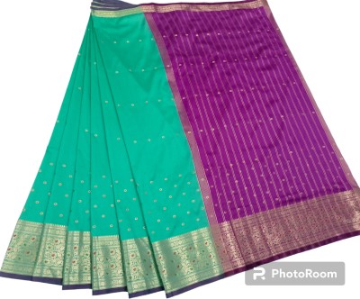 RAHMAN CREATION Woven, Self Design, Solid/Plain Banarasi Silk Blend Saree(Light Green)