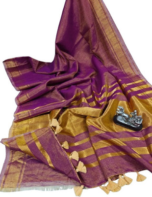 kalpana handloom Solid/Plain Tant Tissue Saree(Multicolor)