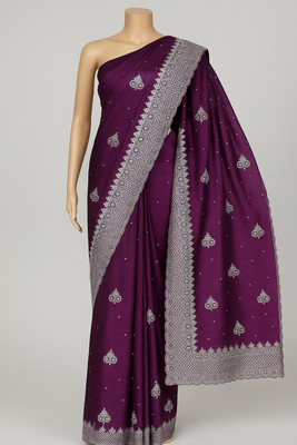 Maa vaishno collection Embellished, Embroidered, Woven Bollywood Jimmy choo Saree(Purple)