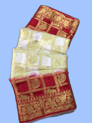 Shree Vinayak Creations Woven Banarasi Art Silk Saree(Red, White)
