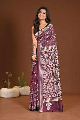 Ramshyam Collection Woven Handloom Silk Blend Saree(Magenta)