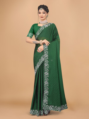 Tejal Creation Self Design Bollywood Chiffon Saree(Green)