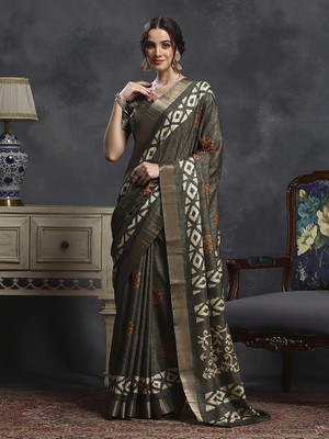 Sareemall Printed Madurai Silk Blend Saree(Light Green)