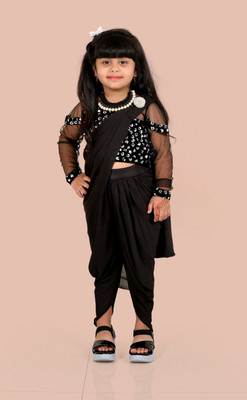 SHREE FASHIONFAB Solid/Plain Bollywood Lycra Blend Saree(Black)