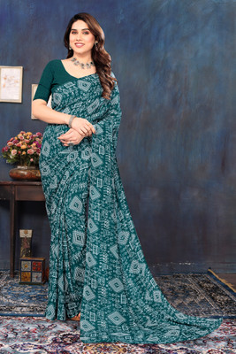 SHUBHSWAR Printed Daily Wear Georgette Saree(Light Blue)