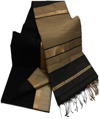 Nimra Crafts Dyed Bhagalpuri Art Silk Saree(Black)