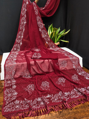 XOOM LADY Embellished Bollywood Georgette Saree(Maroon)