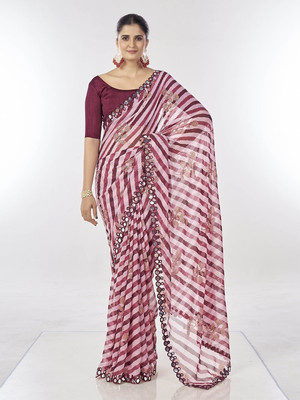 Bluebirdimpex Printed Daily Wear Georgette Saree(Maroon)