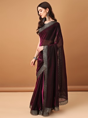 DIVYASHAKTI FASHION Embellished Bollywood Lycra Blend Saree(Maroon)