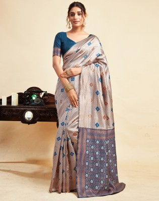 Divastri Woven, Embellished Kanjivaram Silk Blend, Jacquard Saree(Multicolor)