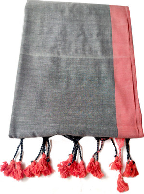 sheeisqueen Solid/Plain Handloom Handloom Cotton Blend Saree(Multicolor)