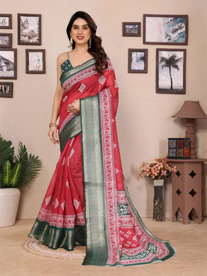 Moda Rapido Printed Bollywood Cotton Blend Saree(Maroon)
