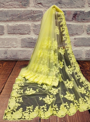 NIYANTAKSH Embellished Bollywood Net Saree(Yellow)