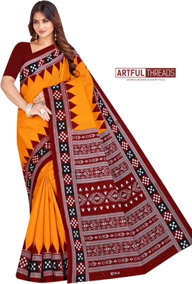 ARTFULTHREADS Printed Sambalpuri Pure Cotton Saree(Multicolor)