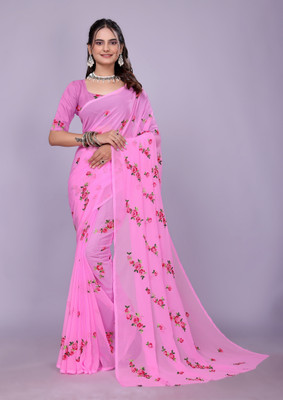 Apnisha Printed Bollywood Georgette Saree(Pink)
