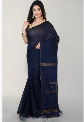 RAJTEXTILE Solid/Plain Handloom Cotton Silk Saree(Red)