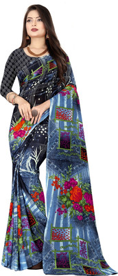 Moda Rapido Floral Print Daily Wear Georgette Saree(Grey)