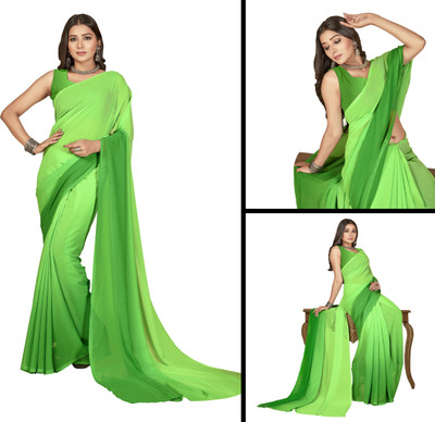 kashvi sarees Dyed Daily Wear Georgette Saree(Green)