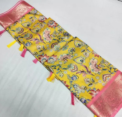 AA ONE ENTERPRISE Floral Print Bollywood Dupion Silk Saree(Yellow)