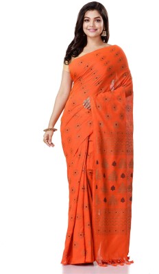 TANTLOOM Self Design Handloom Handloom Pure Cotton Saree(Orange)