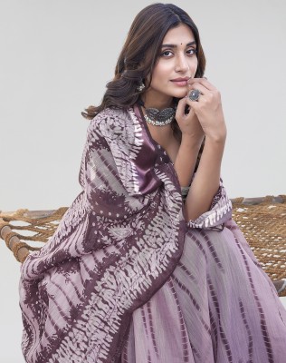 ANIRAV Printed, Woven Bollywood Linen Saree(Purple)