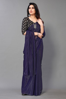 JiproStore Printed Bollywood Georgette Saree(Dark Blue)