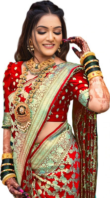 tapovan fashion Woven Banarasi Art Silk Saree(Red)