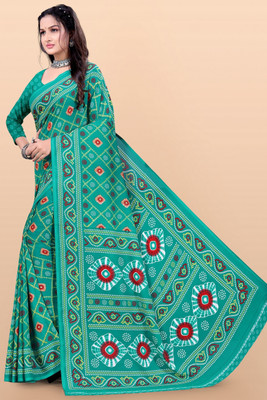 Leelavati Printed Bandhani Georgette Saree(Light Blue)